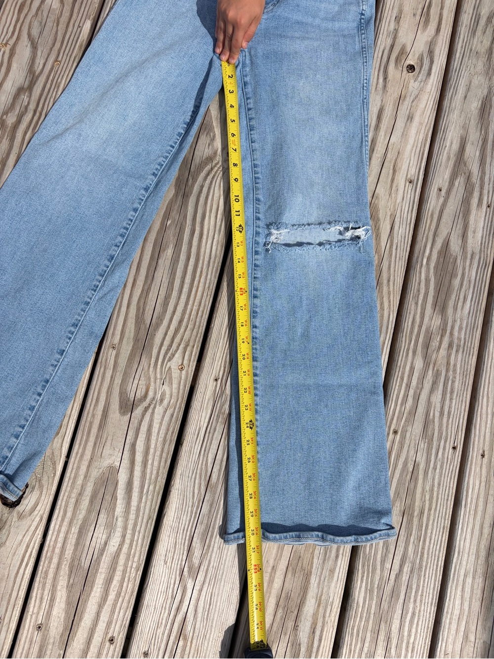 Madewell 11" High Rise Flare Jeans Light Wash Distressed‎ 20% Hemp Size 27 - Picture 14 of 14